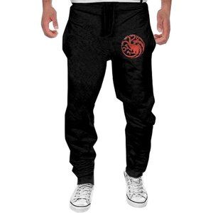 House of The Dragon Targaryen Joggers Mens Black and Red Sweatpants, Size Medium